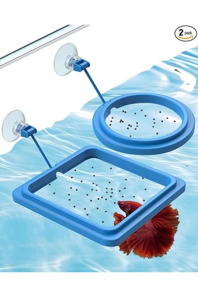 Arabest Pawfly 2 Pcs Fish Feeding Ring for Aquarium – Round and Square Floati...