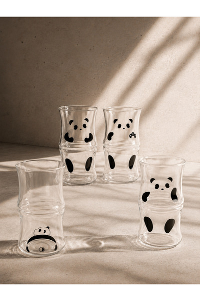 Tutku Home 4'lü Panda Cam Bardak (420 Ml x 4)