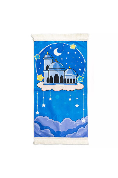 Hayrat Neşriyat Lined Children's Prayer Mat (Blue - 43X81 Cm.)