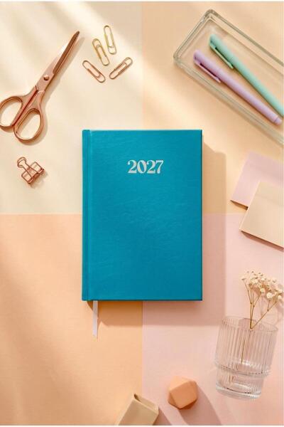 Lizy 2027 Günlük Planlayıcı Ajanda 17x24 cm Ciltbezi Sert Kapak Turkuaz