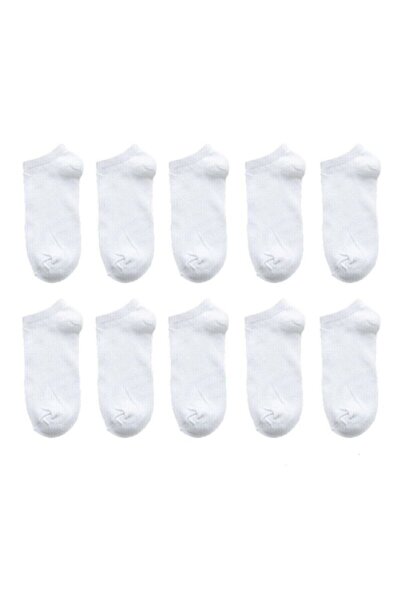 BLACK SWALLOW Women's White Plain Booties Socks 10-Pack