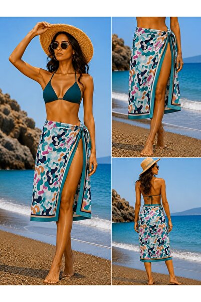 Pareo Colorful Patterned Women's Pareo, Beach Shawl 70X180 cm