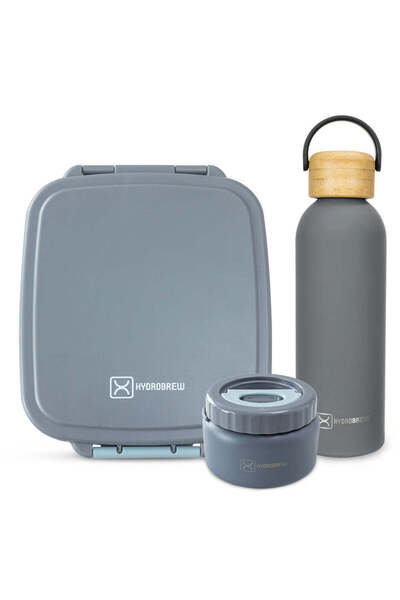 Hydrobrew Mega Flex Bento Lunch Box 1864ml & Double Wall Stainless Steel Wate...