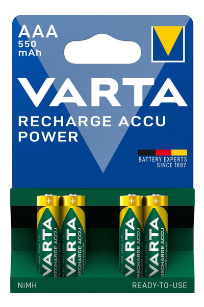 Varta επαναφορτιζόμενες μπαταρίες λιθίου, AAA, 550mAh, 1.2V, 4τμχ