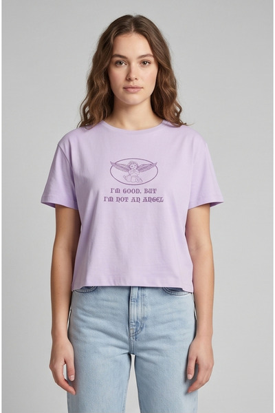 Collezione Women's Lilac Angel Printed 100% Cotton T-Shirt