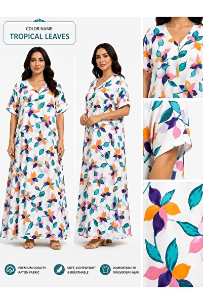 AYOUSH Women's Summer Robe, Half-Sleeve, Cool Cotton and Rayon Blend, Soft an...