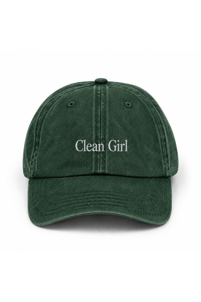 WeavedCo Clean Girl Embroidered Hat, Clean Girl Vintage Washed Baseball Cap (...