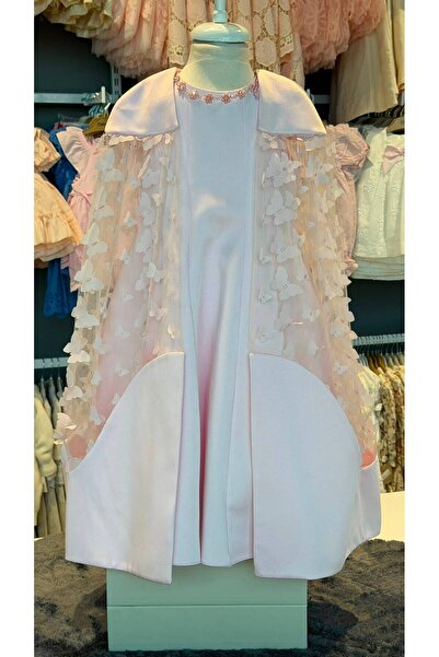 Pamina Girl's Special Occasion & Evening Dress and Butterfly Decorated Poncho...