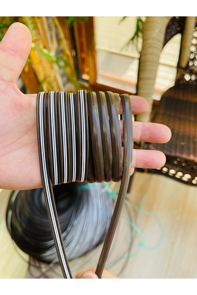 Mady Aksesuar Synthetic Flat Rattan - Garden Furniture Weaving and Repair Cord - 2 Kg, 7.5mm Dark Brown/White Stripes, Double Sided