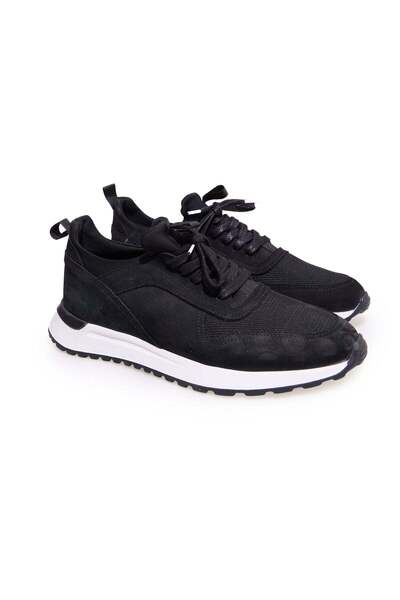 FRANCO CALVANI Black Color Lace-Up Genuine Leather Men's Shoes