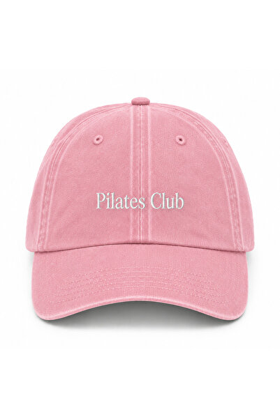WeavedCo Pilates Club White Embroidered Hat, Pilates Club Vintage Washed Base...