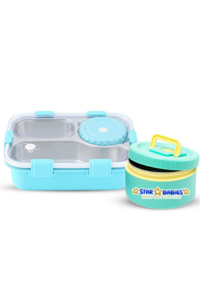 STAR BABiES - set of 2 - Stainless Steel Bento Lunch Box with 4 Compartments ...
