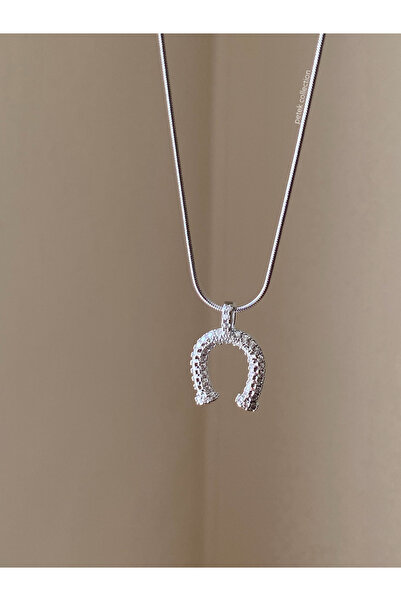 Petek Collection Steel Stone Horseshoe Necklace
