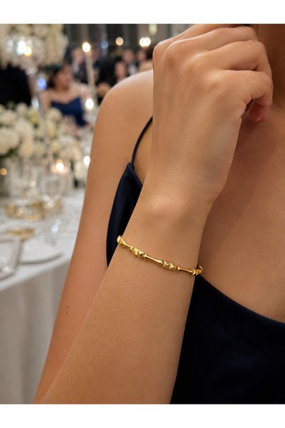 rizmir Geometric Detailed Gold Color Women's Bracelet