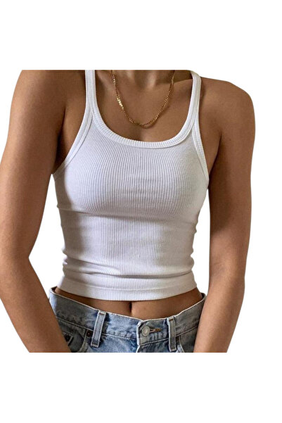 OEM Maiou scurt, dama, alb, din tricot, XS