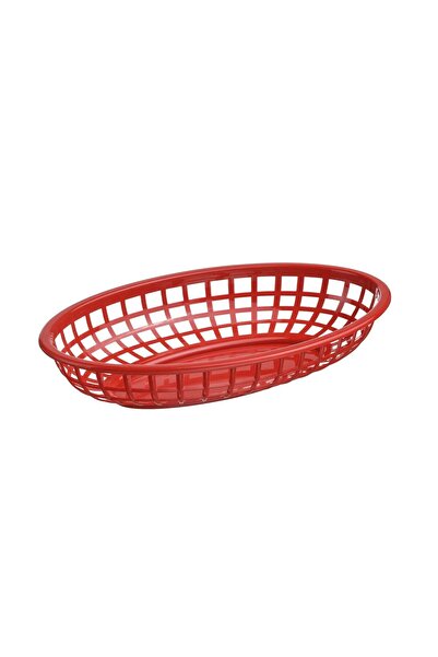 IKEA Oval Servis Sepeti 24x15,5x4,5 Cm Sunum Kabı Plastik Ekmek Sepeti Kırmız...