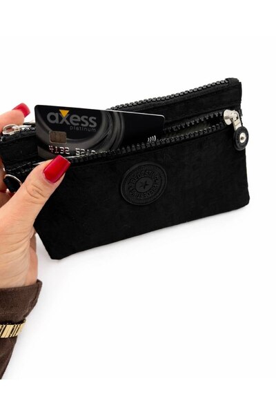 MD Moda Accessories محفظة نسائية من القماش متعددة الأقسام مزودة بسحاب وحامل ب...
