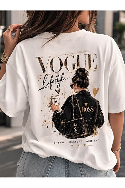 LELVANİ Women's Dream-Believe-Achieve Printed T-Shirt