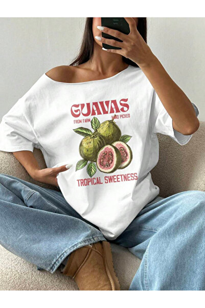 OVER HEAD تي شيرت نسائي من القطن بنسبة 100% بطبعة Sweetness Tropical Sweetnes...