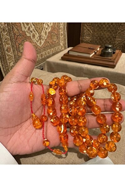 OEMS سبحة كهرمان ضغط فاخر بتطعيمات عاج الفيل – 64 جم | 49 خرزة | 12 ملم