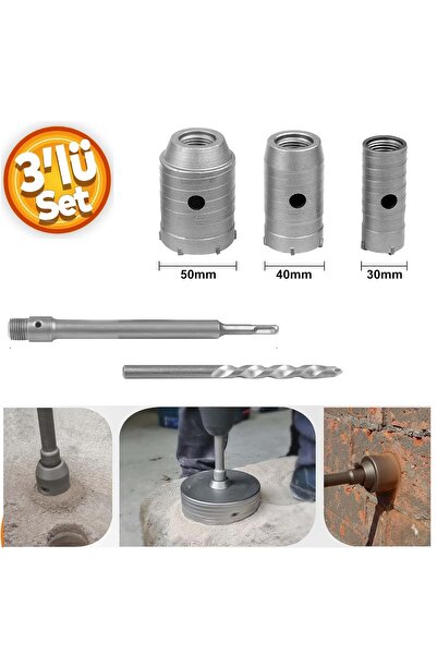 Depolife SDS Elmas Beton Delme Pançı 30-40-50mm Beton Duvar Taş Delme Ucu Pro...