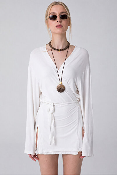 CloudyMood Women's Ultra Soft Kimono Ecru