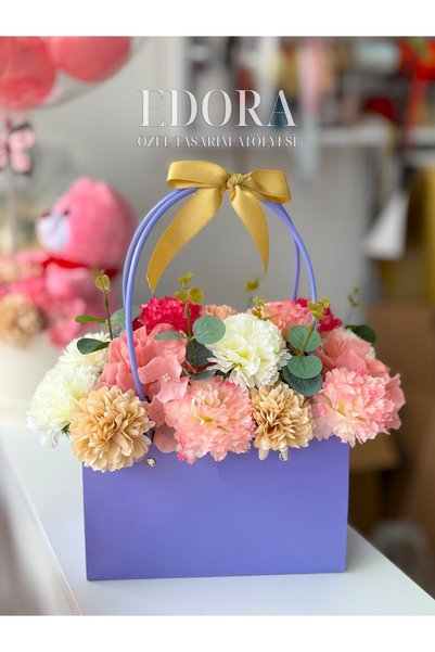 Edora Design Bahar Renklerinde Çiçek Aranjmanlı Emel Hanım Tasarım Yapay Çiçe...