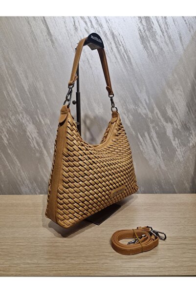 seyyah Women's Knitted Cross-Strap Scarf Detailed Hand and Shoulder Bag