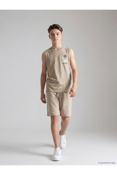 LC Waikiki Beige Printed Boy's Suit