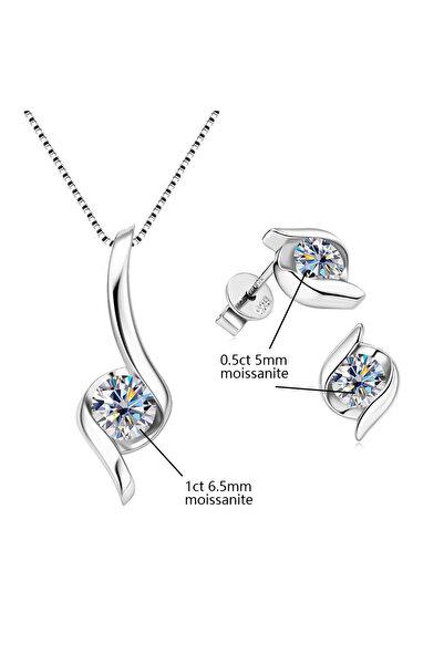 choice2 silver set Sterling Silver 925 Real Moissanite Jewelry Set for Women ...