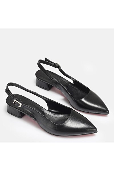 37Numara Large Size Heeled Shoes Black Shiny Low Heel 41-42-43-44