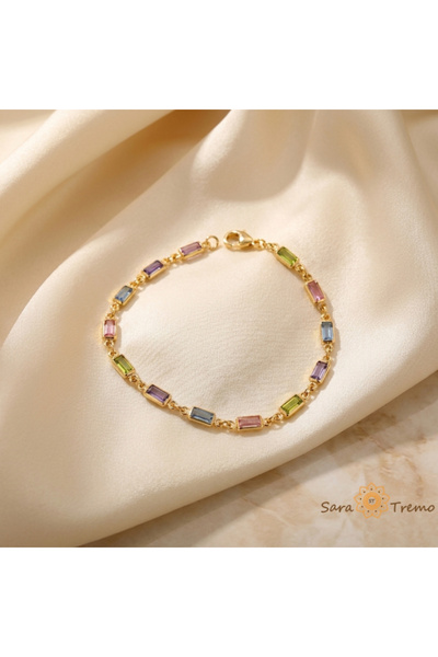 SaraTremo Brățară Imperială Pastel – Brățară de damă placată cu 3 straturi de...