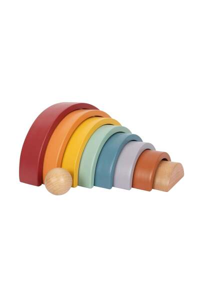 Small Foot Curcubeu Montessori din lemn – 8 arce colorate plus minge, pentru ...