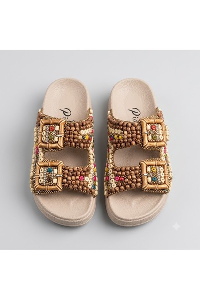 KİNDEP (Piomi) Soft Comfortable Sole Daily Women's Slippers Vi̇zon