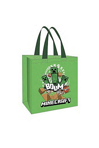 Konix Geanta ecologica de cumparaturi Minecraft, Konix, 45x40x20cm, verde