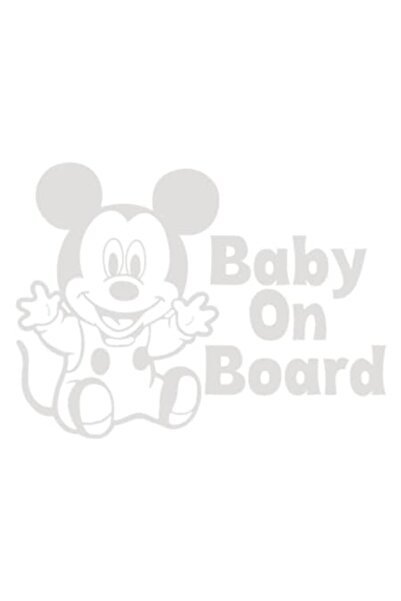 OEM Autocolant decorativ auto  "BEBE LA BORD ", Mickey, 10cm, Alb
