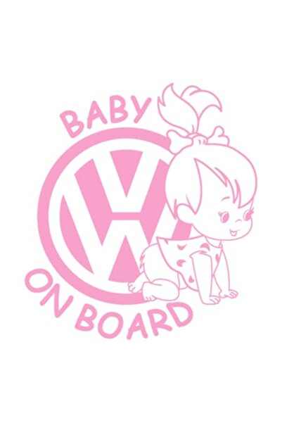 OEM Autocolant decorativ auto  "BEBE LA BORD ", Model VW, 10cm, Roz