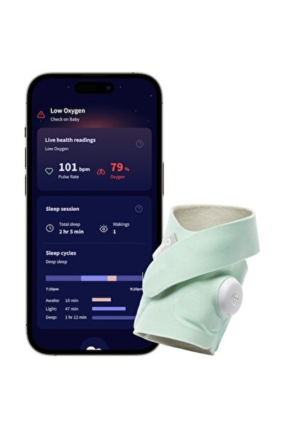 Owlet Умно устройство за наблюдение на бебета Dream Sock Mint, медицински сер...