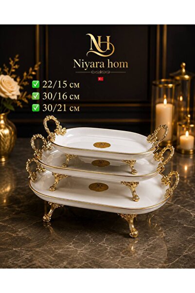 Niyara home طقم من 3 قطع من أوعية تقديم الطعام من البورسلين نيارا هوم