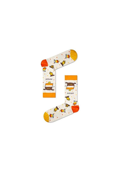 vtex socks Γυναικείες μακριές κάλτσες με σχέδιο παγωτού σε μπεζ χρώμα