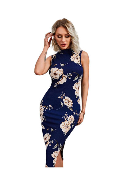 Woman's Fashion Καλοκαιρινό μίντι βραδινό φόρεμα μπλε