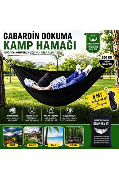 Toptancı Amca Premium Outdoor Kamp Hamağı – %100 Pamuk Gabardin Dokuma | 200 ...