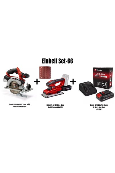 Einhell Set-66(Einhell Akülü Daire Testere+Akülü Zımpara+18V 2,5 Ah Akü & Şar...