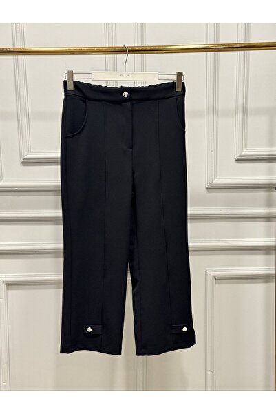 ALANURMODA 3977 بنطال أسود بكتف مزيف
