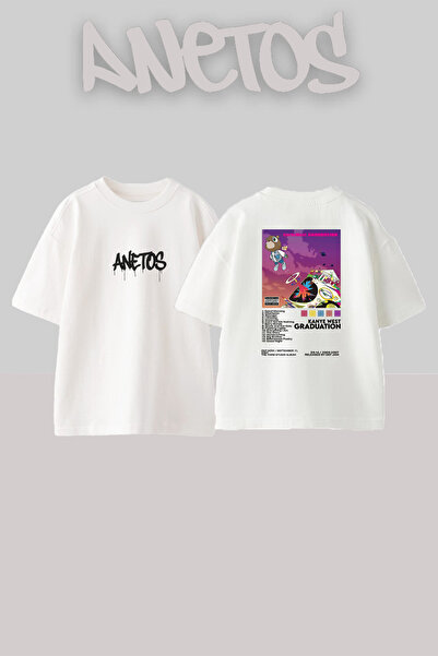 Anetos Tricou alb unisex cu imprimeu Dropout Bear_3 Design Printed, cu croial...