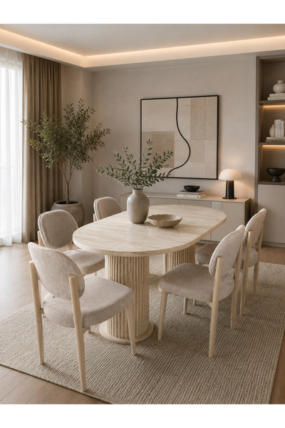 ROYALİSA TABLE CHAİR ROYALİSA SAFİR KAPİÇİNO SALON TAKIMI MDF