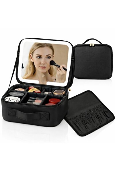 MACVI Organizator de cosmetice cu oglindă LED și baterie de 2000mAh — Machiaj...