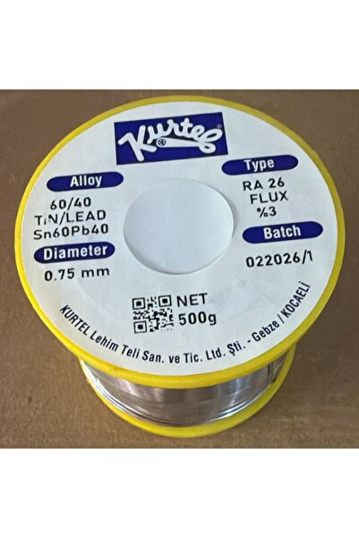 Kurtel Sn60Pb40 Lehim Teli 500 Gr 0,75 Mm %3 Flux Elektronik Lehimleme