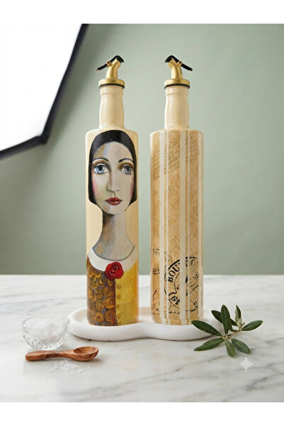 Mes Reves 750 ml Large Glass Oil and Vinegar Bottle Set of 2 – Decorative Oli...