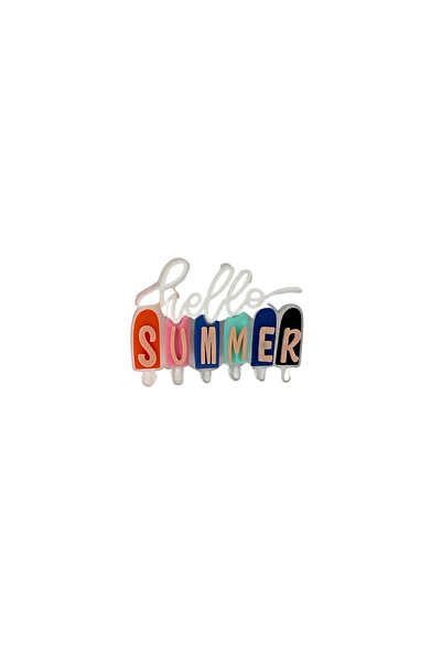 2 Adet Hello Summer Yazılı Terlik Süsü Dondurma Charm Toka Yazlık Aksesuar
